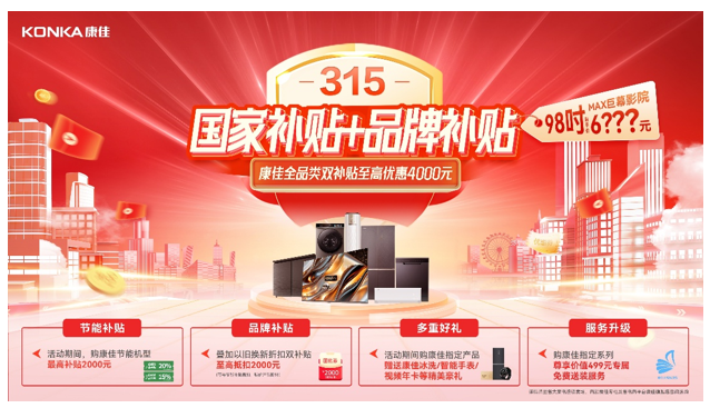 康佳“3.15”全品类“双补”促销来袭！100A8百吋新品国家补贴+品牌补贴至高优惠4000元 智能公会