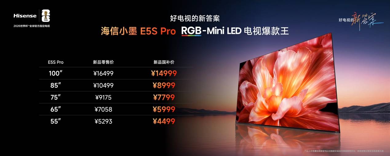 海信小墨E5S系列发布：重塑Mini LED品质标杆 首发国补价3999元起  智能公会